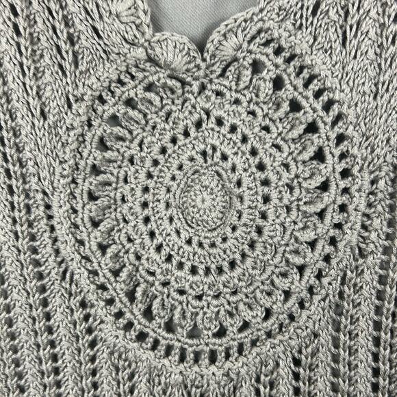 Sigrid Olsen Womens Medium Tan Boho Knit Crochet Lined Tank Top - Picture 5 of 5